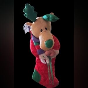 Reindeer Christmas Stocking candy cane.